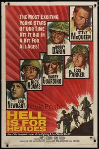 3x354 HELL IS FOR HEROES 1sh '62 Steve McQueen, Bob Newhart, Fess Parker, Bobby Darin