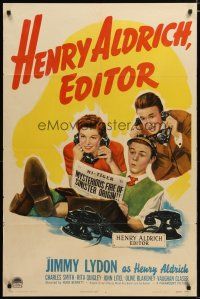 3x356 HENRY ALDRICH, EDITOR style A 1sh '42 great artwork of newspaper chief Jimmy Lydon!