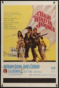 3x360 HIGH WIND IN JAMAICA 1sh '65 cool art of pirates Anthony Quinn & James Coburn!