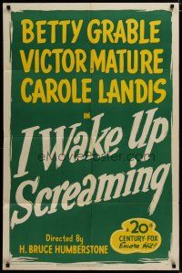 3x382 I WAKE UP SCREAMING 1sh R48 Victor Mature, Betty Grable & Carole Landis!