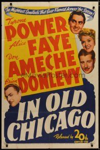3x389 IN OLD CHICAGO 1sh R43 cool images of Tyrone Power, Brian Donlevy, Alice Faye & Don Ameche!