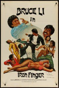 3x399 IRON FINGER signed 1sh '77 by Marcus, wacky sexy martial arts action artwork!