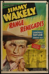 3x655 RANGE RENEGADES 1sh '48 singing cowboy Jimmy Wakely, Dub Cannonball Taylor, western!