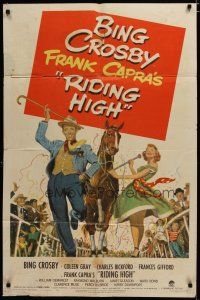 3x678 RIDING HIGH 1sh '50 art of Bing Crosby dancing in parade down race track, Frank Capra!