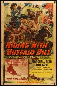 3x680 RIDING WITH BUFFALO BILL chapter 13 1sh '54 cowboy serial, Trapped in the Apache Mine!