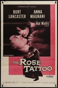3x689 ROSE TATTOO 1sh '55 Burt Lancaster, Anna Magnani, written by Tennessee Williams!