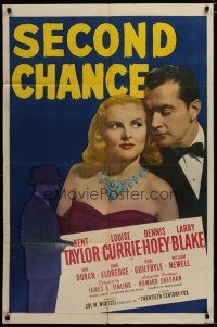 3x713 SECOND CHANCE 1sh '47 Kent Taylor eyes sexy Louise Currie in a low-cut dress!