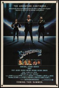 3x811 SUPERMAN II teaser 1sh '81 Christopher Reeve, Terence Stamp, great image of villains!