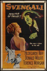 3x812 SVENGALI 1sh '55 sexy Hildegarde Neff was a slave to the will of crazy Donald Wolfit!