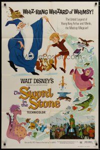 3x819 SWORD IN THE STONE 1sh R73 Disney's cartoon story of young King Arthur & Merlin the Wizard!