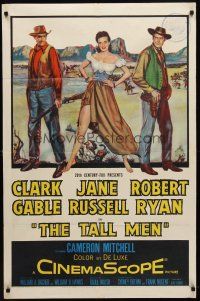 3x825 TALL MEN 1sh '55 full-length art of Clark Gable, sexy Jane Russell showing leg & Robert Ryan!