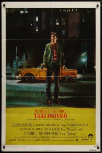 3x830 TAXI DRIVER 1sh '76 classic art of Robert De Niro by cab, directed by Martin Scorsese!
