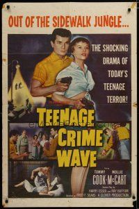 3x833 TEEN-AGE CRIME WAVE 1sh '55 bad girls & guns, shocking drama of today's teenage terror!