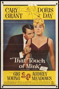 3x845 THAT TOUCH OF MINK 1sh '62 great close up art of Cary Grant & Doris Day!