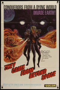 3x849 THEY CAME FROM BEYOND SPACE 1sh '67 conquerors from a dying world invade Earth, sci-fi art!