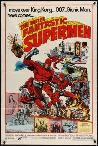 3x855 THREE FANTASTIC SUPERMEN 1sh '77 I Fantastici tre supermen, awesome comic book art by Pollard