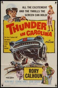 3x857 THUNDER IN CAROLINA 1sh '60 Rory Calhoun, artwork of the World Series of stock car racing!