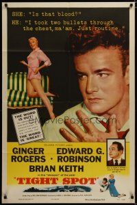 3x865 TIGHT SPOT 1sh '55 wounded Brian Keith, art of sexy Ginger Rogers, great tagline!