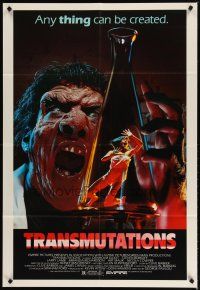3x881 TRANSMUTATIONS 1sh '86 wild grotesque scientist monster holds girl in beaker!