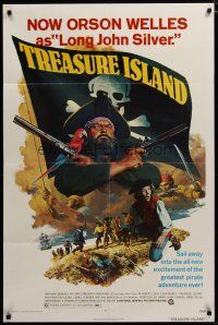 3x882 TREASURE ISLAND 1sh '72 great artwork of Orson Welles as pirate Long John Silver!