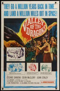 3x913 VALLEY OF THE DRAGONS 1sh '61 Jules Verne, dinosaurs & giant spiders in a world time forgot!