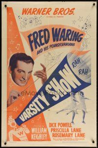 3x916 VARSITY SHOW 1sh R42 Fred Waring and His Pennsylvanians, Priscilla & Rosemary Lane!