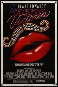 3x920 VICTOR VICTORIA 1sh '82 Blake Edwards, cool lips & mustache art by John Alvin!