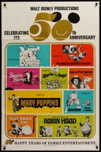 3x936 WALT DISNEY 50th ANNIVERSARY 1sh '73 Disney classics, Mary Poppins, Aristocats, Robin Hood!
