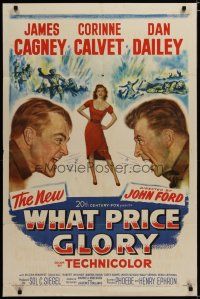 3x950 WHAT PRICE GLORY 1sh '52 James Cagney, Corinne Calvet, Dan Dailey, directed by John Ford!