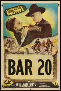 3x965 HOPALONG CASSIDY style B stock 1sh '50s great image of Boyd as Hopalong Cassidy, Bar 20!