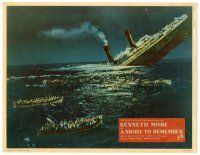 3y717 NIGHT TO REMEMBER English LC '58 English Titanic biography, incredible sinking ship image!