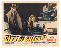 3y365 CITY OF SHADOWS LC #3 '55 tough gangster Victor McLaglen with large man in parking lot!