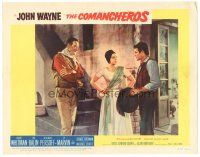 3y371 COMANCHEROS LC #1 '61 pretty Ina Balin between John Wayne & Stuart Whitman, Michael Curtiz!