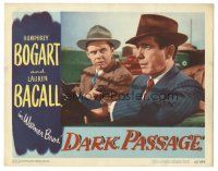 3y039 DARK PASSAGE LC #7 '47 Humphrey Bogart held at gunpoint while driving car by Clifton Young!