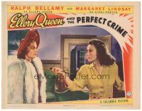 3y434 ELLERY QUEEN & THE PERFECT CRIME LC '41 Margaret Lindsay hands knife to Linda Hayes in fur!
