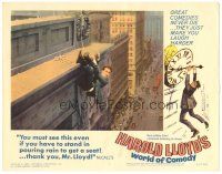 3y527 HAROLD LLOYD'S WORLD OF COMEDY LC #1 '62 classic image hanging from ledge of building!