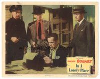 3y572 IN A LONELY PLACE LC #7 '50 Frank Lovejoy & other police point their guns at Humphrey Bogart!