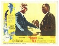 3y583 IPCRESS FILE LC #4 '65 close up of spy Michael Caine holding guy at gunpoint!