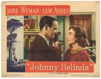 3y595 JOHNNY BELINDA LC #5 '48 great romantic close up of pretty Jane Wyman & Lew Ayres!