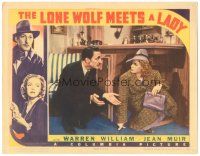 3y636 LONE WOLF MEETS A LADY LC '40 Warren William finds pretty Jean Muir hiding under desk!