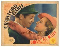 3y056 LOVE ON THE RUN LC '36 close up of Joan Crawford hugging Clark Gable, she knew he'd come!