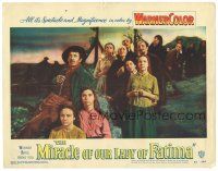 3y682 MIRACLE OF OUR LADY OF FATIMA LC #2 '52 Gilbert Roland & many cast members see the miracle!