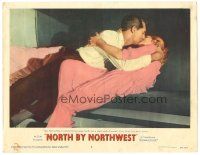 3y723 NORTH BY NORTHWEST LC '59 Cary Grant & Eva Marie Saint kissing in train's upper berth!