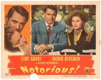 3y029 NOTORIOUS LC #2 '46 c/u of Cary Grant & Ingrid Bergman at the race track, Hitchcock classic!