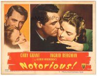 3y028 NOTORIOUS LC #4 '46 romantic c/u of Cary Grant & Ingrid Bergman, Alfred Hitchcock classic!