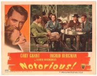3y031 NOTORIOUS LC #6 '46 Cary Grant, Ingrid Bergman & Claude Rains have drinks together!