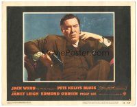 3y753 PETE KELLY'S BLUES LC #2 '55 great close up of Edmond O'Brien smoking & holding gun!