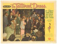 3y888 TATTERED DRESS LC #6 '57 Jeff Chandler & Jeanne Crain surrounded by reporters outside court!