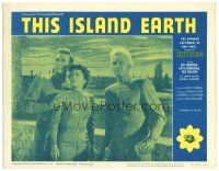 3y904 THIS ISLAND EARTH LC #7 R64 c/u of Faith Domergue between Rex Reason & Jeff Morrow!