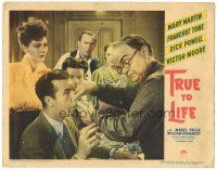 3y926 TRUE TO LIFE LC '43 Victor Moore makes Dick Powell drink something terrible!